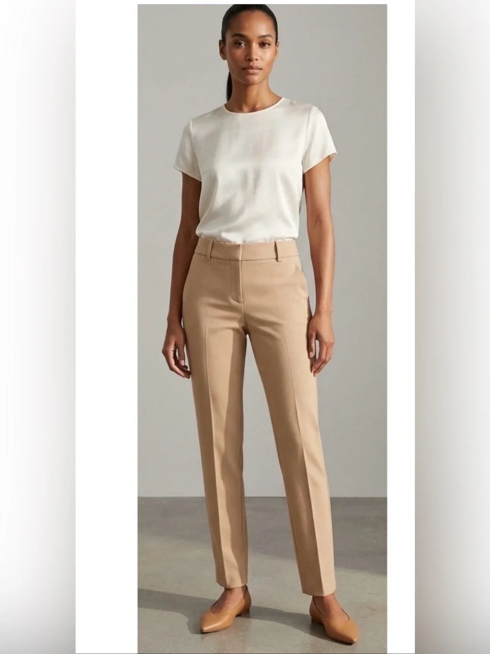J. Crew 365 Womens Cameron Dress Pants Tan Size 8P Petite Crop